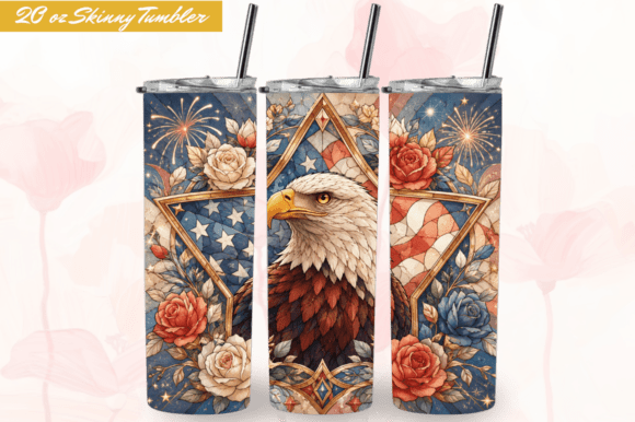 3D 4th of July Eagle 20oz Tumbler Wrap: A Must-Have Design for Custom Drinkware Creators