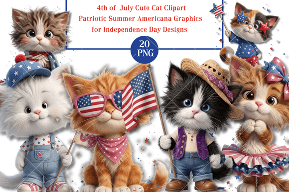 3D Cute 4th of July Cats: Festive Fun for Creative Projects