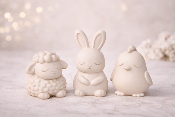 3D Cutie Easter Farm Animals STL 3D Model for 3D Printing