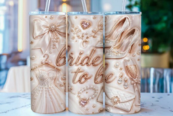 3D Elegant Bride to Be Tumbler Wrap PNG: A Sophisticated Choice for Bridal Celebrations