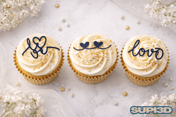 3D Elegant Cupcake Toppers: A Modern Touch for Creative Confections