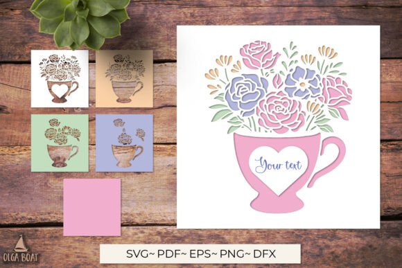 3D Floral Teacup Heart SVG Layered Card: A Creative Digital Crafting Essential