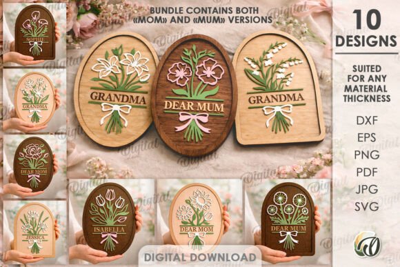 3D Flower Decors Bundle: Laser-Cut Design Versatility