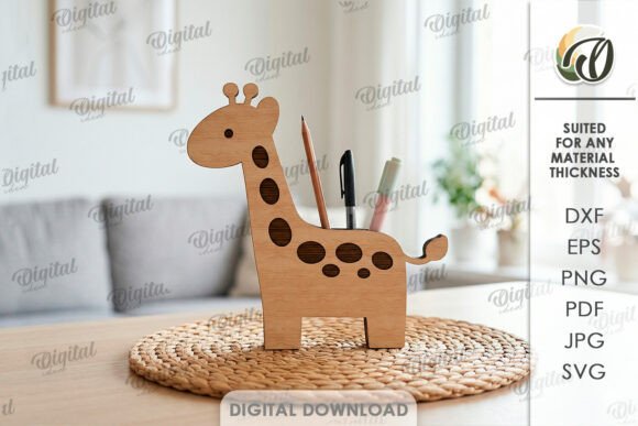 3D Giraffe Stand Organizer Laser Cut: A Unique Digital Design for Customizable Home and Office Organization