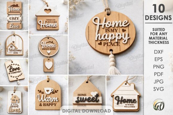3D Home Gift Tags Bundle Lasercut
