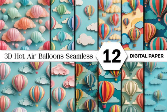 3D Hot Air Balloons Seamless Pages