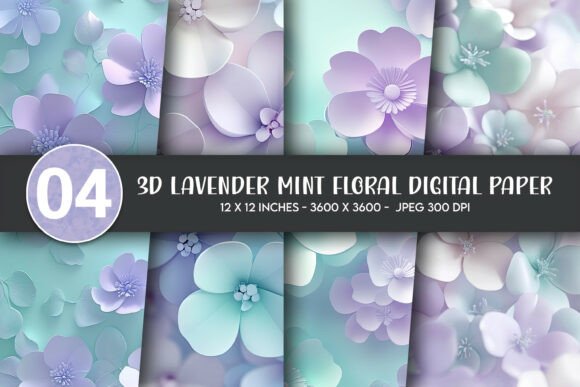 3D Lavender Mint Floral Digital Paper: A Versatile Design Solution for Creative Projects