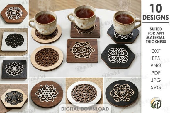 3D Mandala Coasters Laser Cut Bundle – Creative Design Made Easy