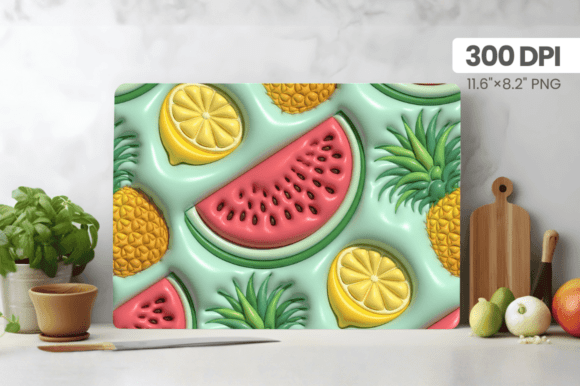 3D Puff Watermelon Summer Cutting Board Design