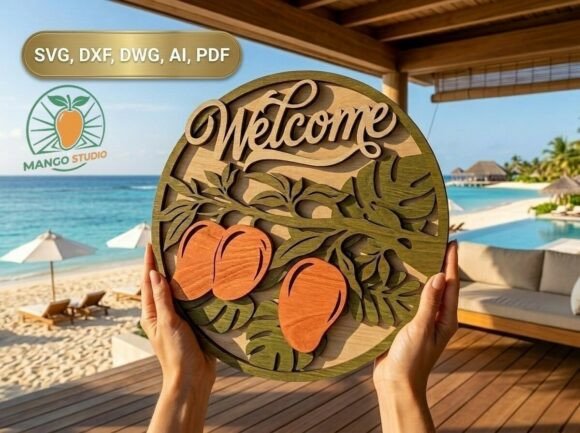 3D Summer Mango Welcome Sign SVG: A Practical Design for Laser Cutting and Crafting