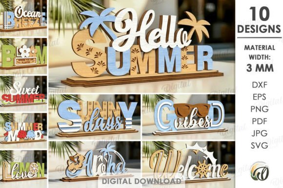 3D Summer Table Signs Bundle Laser Cut: Elevating Creative Design for Home and Office