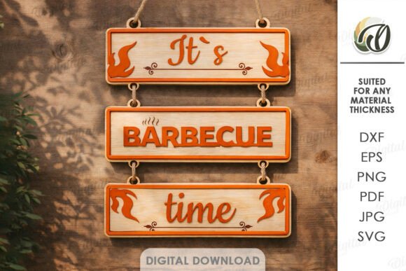 3D Summer Wall Decor Laser Cut BBQ SVG