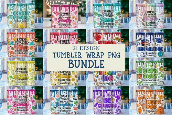 3D Tumbler Wrap PNG Bundle for Dynamic Sublimation Designs