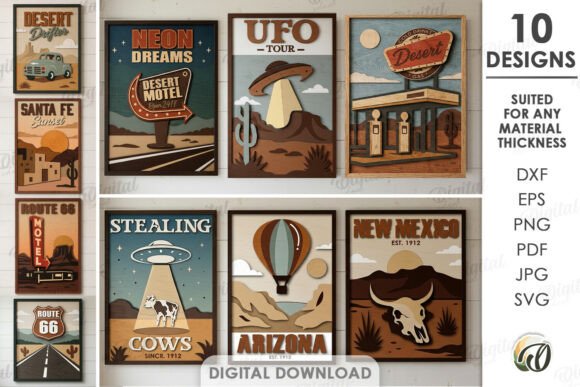 3D Wild West Wall Art Bundle Laser Cut – Creative Freedom for Home and Business