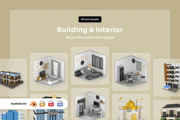 Building Interior 3D Icon Pack: Elevating Architectural Storytelling Through Visual Clarity