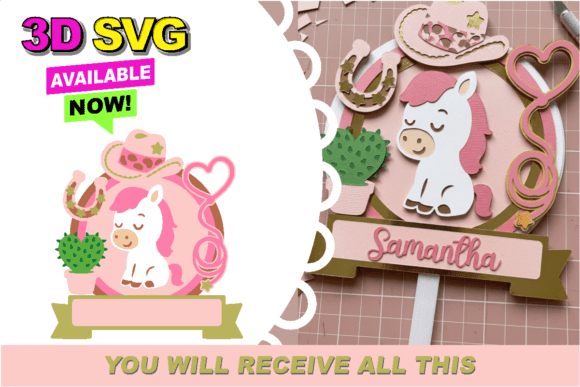 Cowgirl Cake Topper 3D SVG