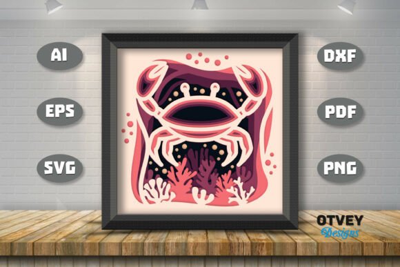 Crab in a Seabed Atmosphere 3D Layered: A Creative Resource for Diverse Projects