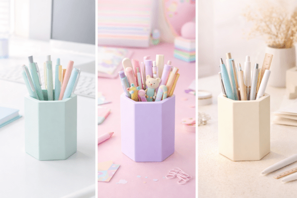 Cute Pastel Kawaii Pen Organizer Cup for 3D Printing: Sweet Style Meets Practical Desk Organization