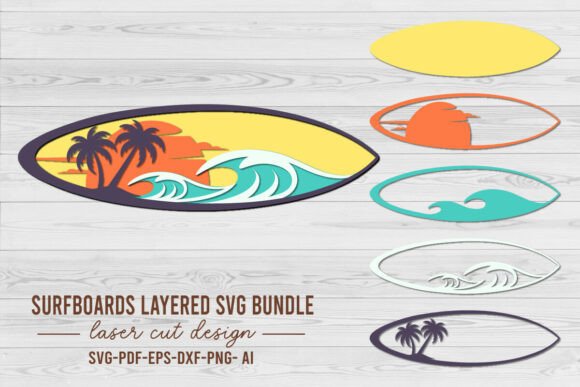 Enhance Your Creative Projects with the Summer Surfboards Layered SVG Design