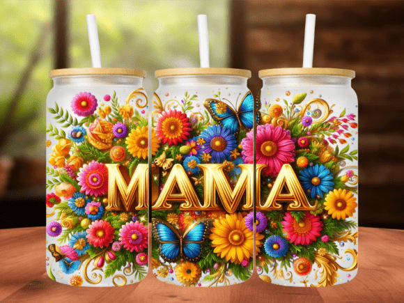 Gold Mama Butterfly 3D 16oz Tumbler Wrap – A Creative Canvas for Custom Glassware