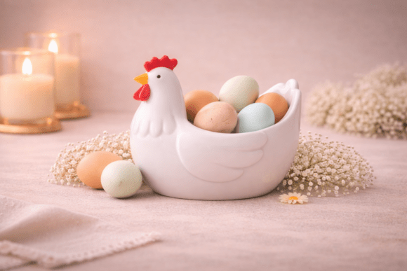 Hen-Shaped Egg Holder - Chicken Egg Bowl Easy 3D Printing: A Thoughtful Addition to Functional Design