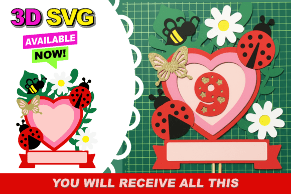 Ladybug Cake Topper 3D SVG for Creative Projects