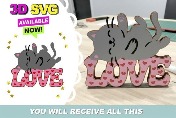 Love Cats Cake Topper 3D SVG: A Versatile Design Solution for Modern Makers