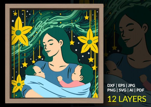 Mother and Child Love 3D Shadow Box SVG: A Timeless Tribute to Family Bonds