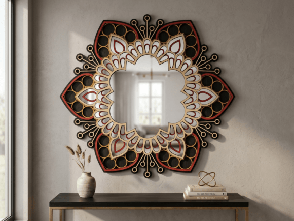Multilayer Mandala Mirror Design 3: Elegance in Dimensional Wall Art