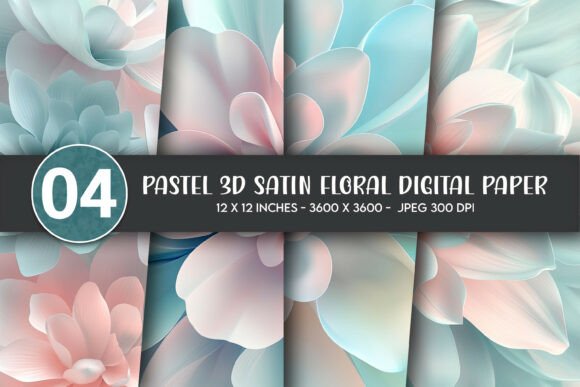 Pastel 3D Satin Floral Digital Paper – A Versatile Design Solution for Creative Projects