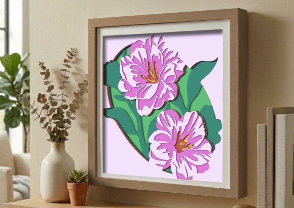 Pink Peony Flower 3D Floral Shadow Box: Elevate Your Space with Timeless Elegance