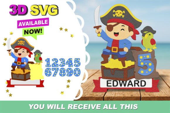 Pirate Cake Topper 3D SVG: Design Made Easy