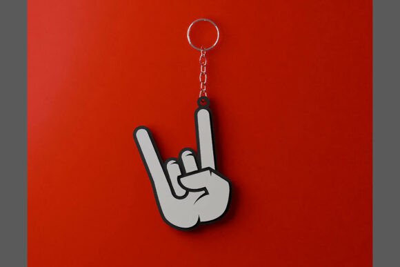 Rockin Hand Rock Keychain STL 3MF File for 3D Print