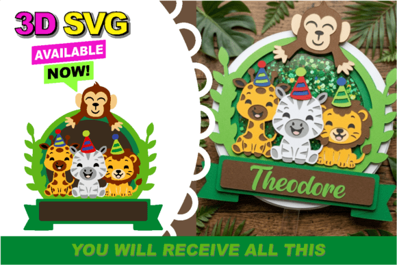 Safari Shaker Cake Topper 3D SVG