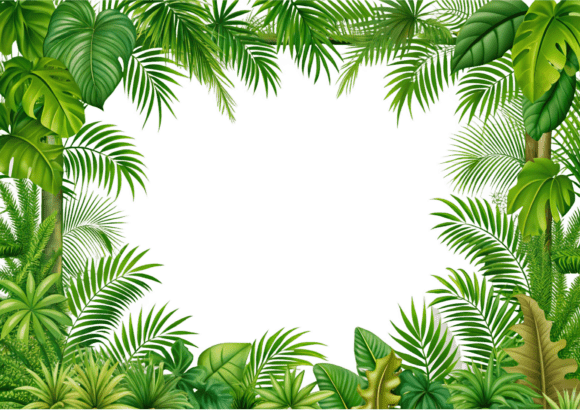 Tropical Leaves Frame 3D Icon File: A Versatile Design Asset for Modern Creatives