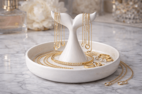 Whale Tail Jewelry Holder with Tray STL for 3D Print: A Functional Addition to Organized Living